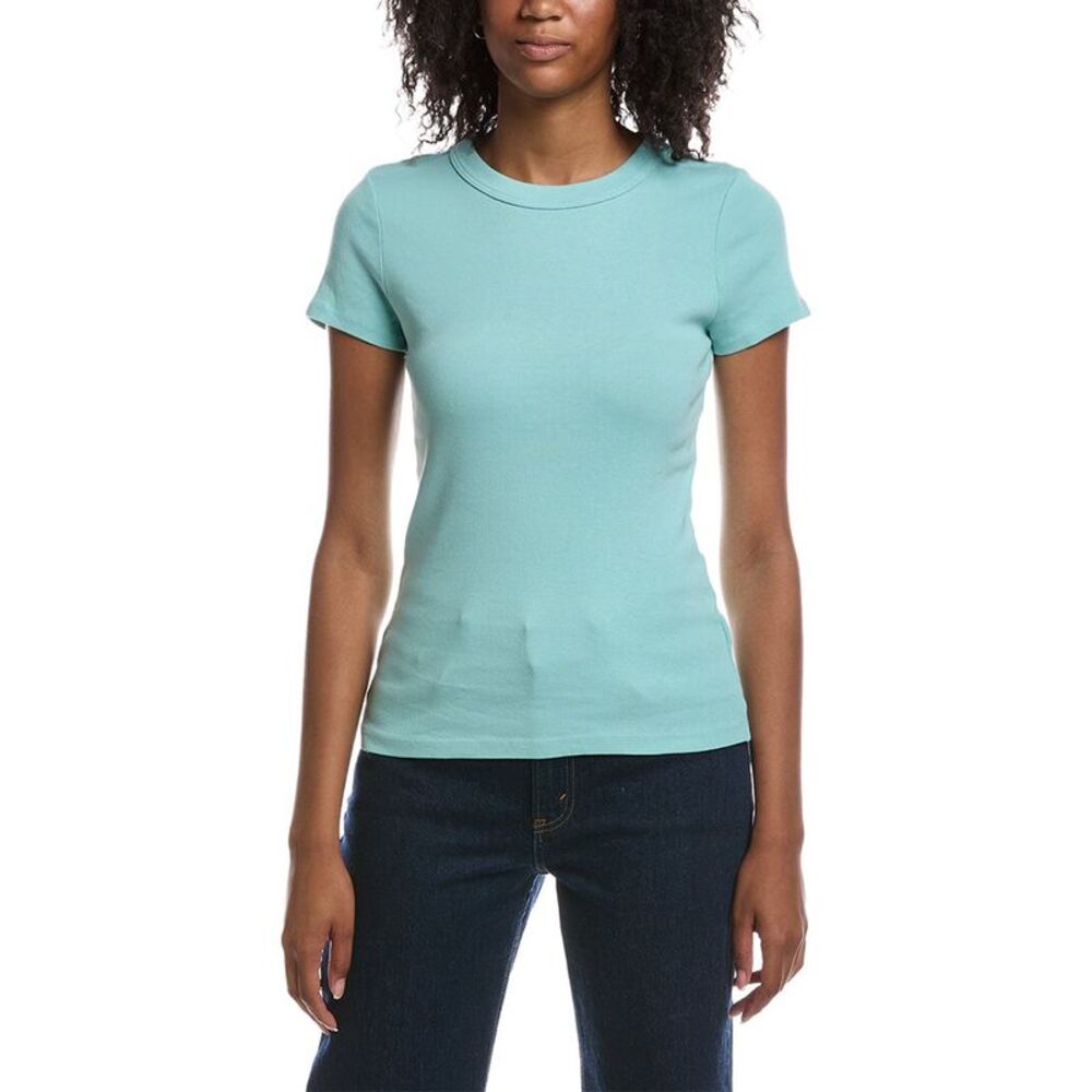 Michael Stars Womens Lexy Band Crewneck T-Shirt, Blue